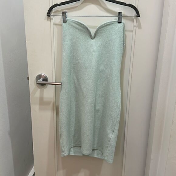 H&M Baby Blue Mint Strapless Dress Size Medium - Picture 1 of 6